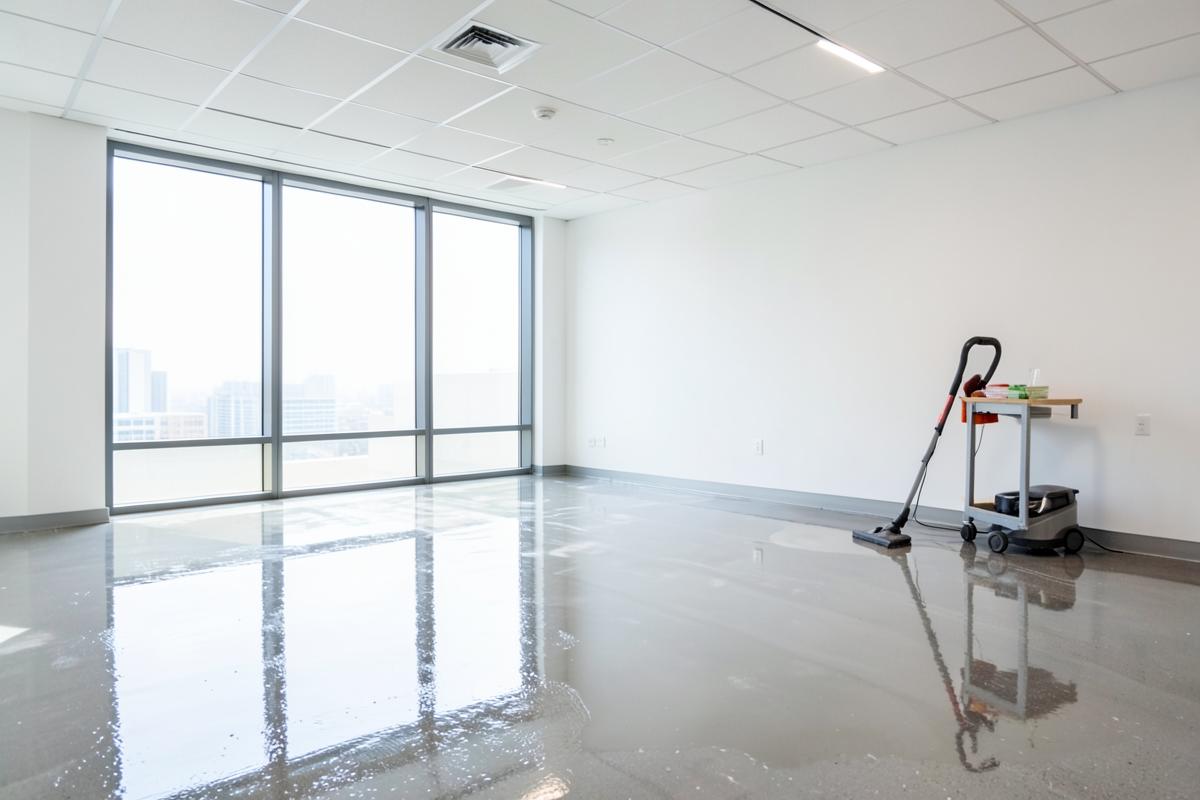 Kantoorruimte tijdens de schoonmaak